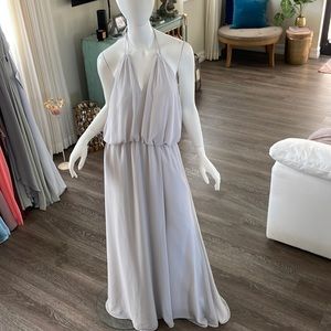 Bohemian silver floor length gown with halter neck tie. Size 12